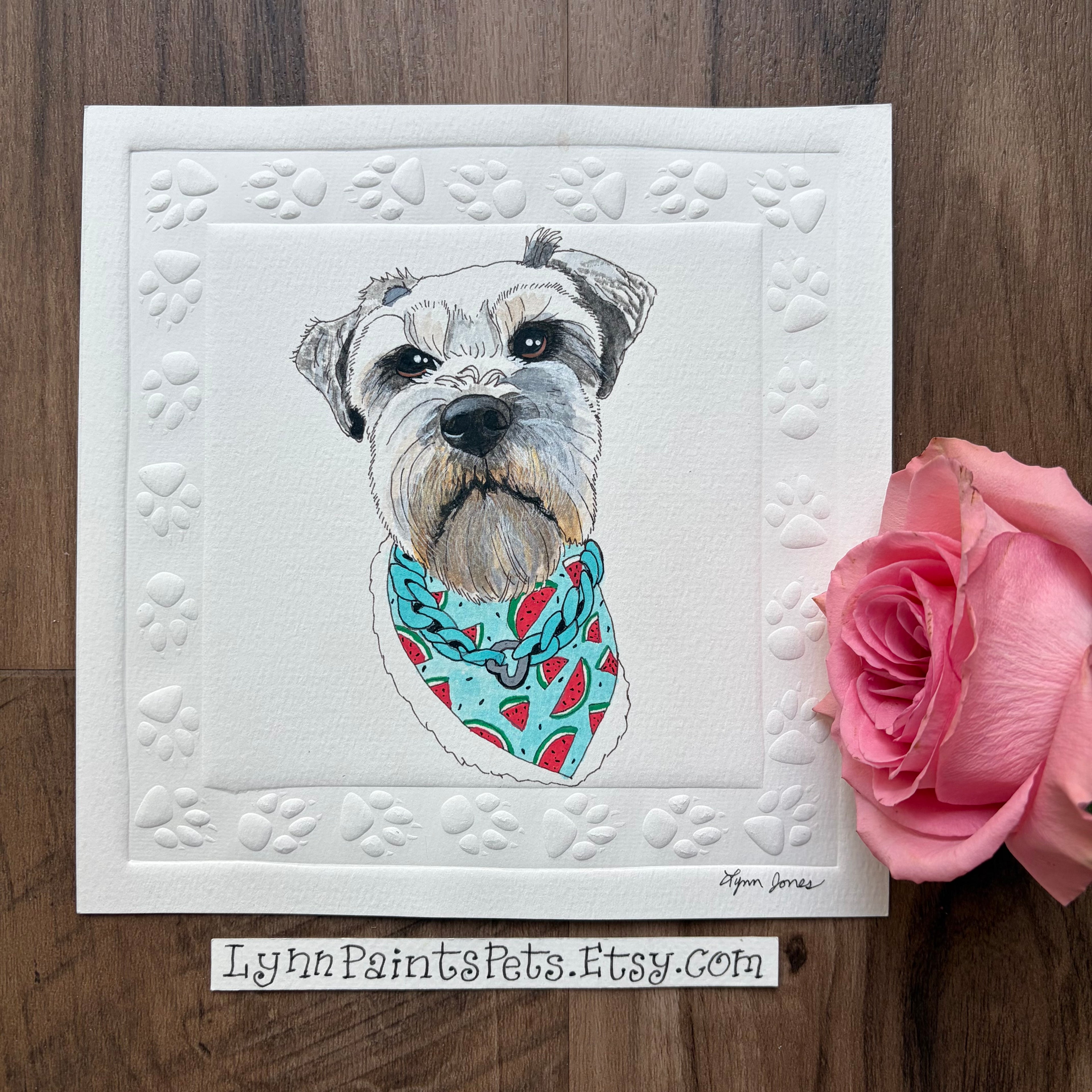 Dog Watercolor painting 8x8 inch Custom from your photo