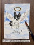 Angel Dog pet portrait 8x8 watercolor painting handmade