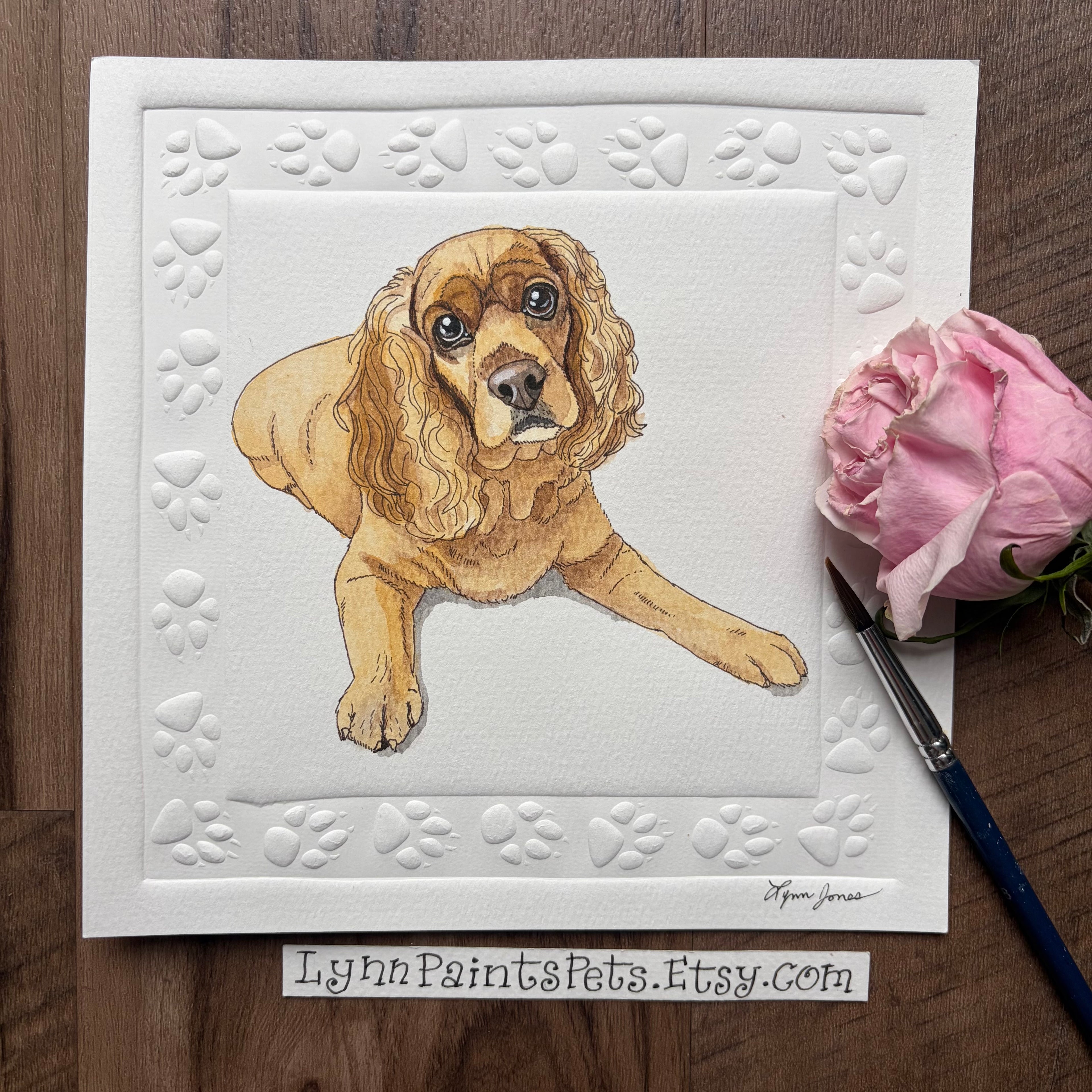 Dog Watercolor painting 8x8 inch Custom from your photo