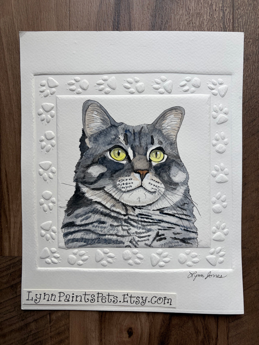 Cat Watercolor Painting on paper 8x8 Custom from your photo