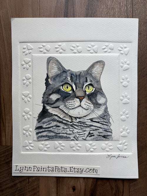 Cat Watercolor Painting on paper 8x8 Custom from your photo