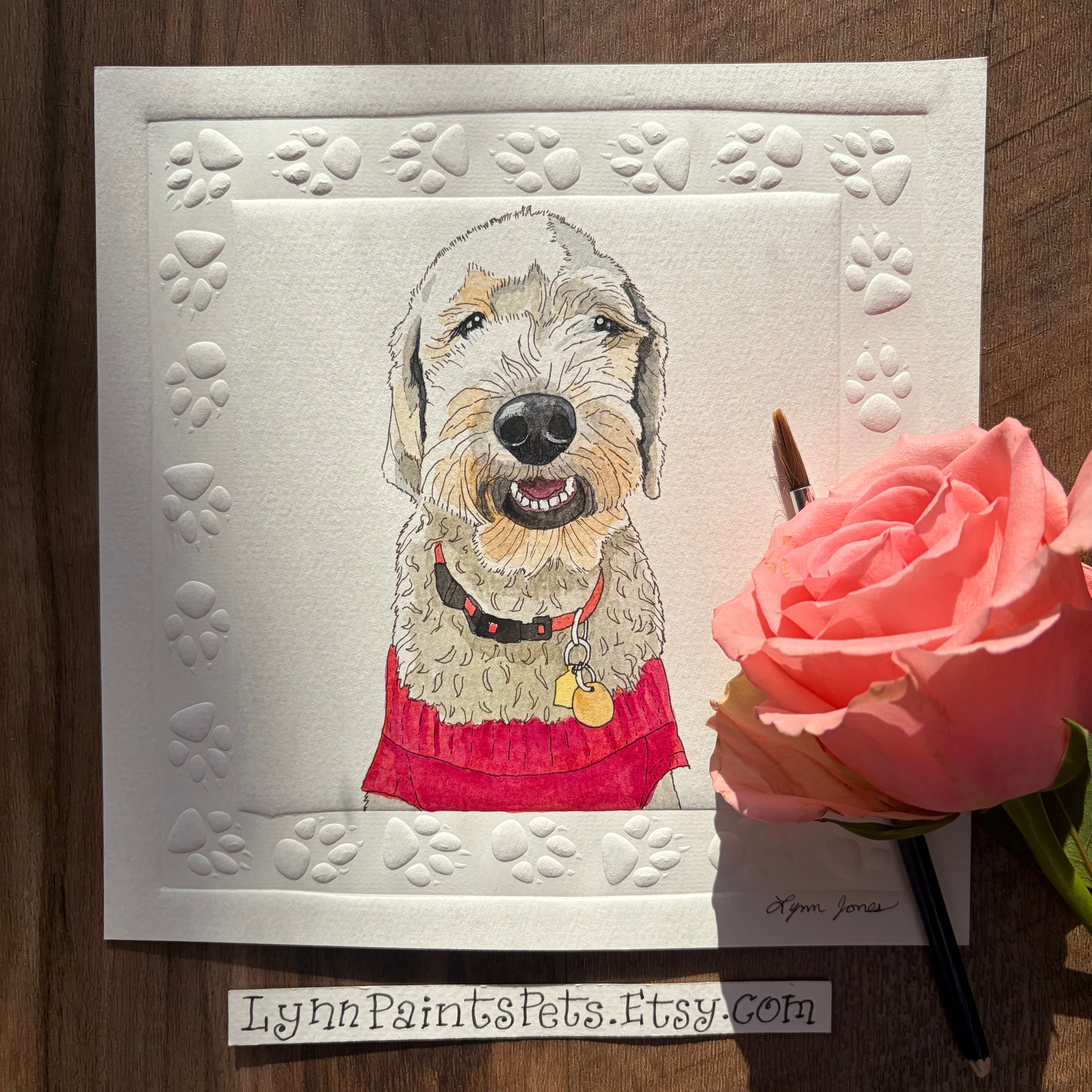 Dog Watercolor painting 8x8 inch Custom from your photo